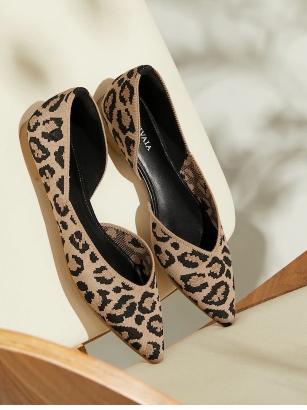 Vivaia Melia Animal Print Leopard Pointed Toe Ballet Flats Size EU 35.5 US 5.5